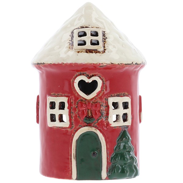 Village Pottery Xmas Red Round Mini House