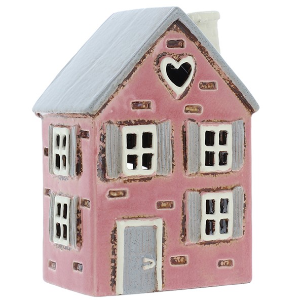 Village Pottery Shutter House Pink Tealight