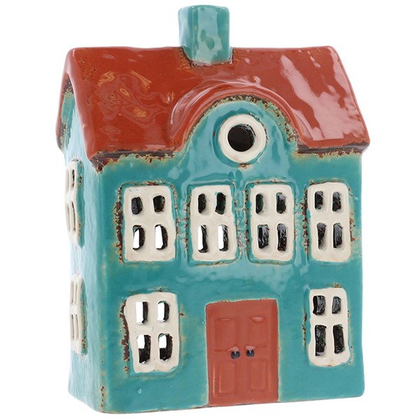 Village Pottery Bright Green & Orange Tealight
