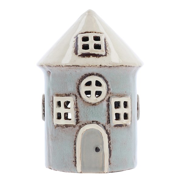 Village Pottery Grey Round  House Mini TL Tealight