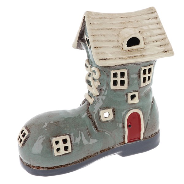 Village Pottery Large Boot House Grey Tealight