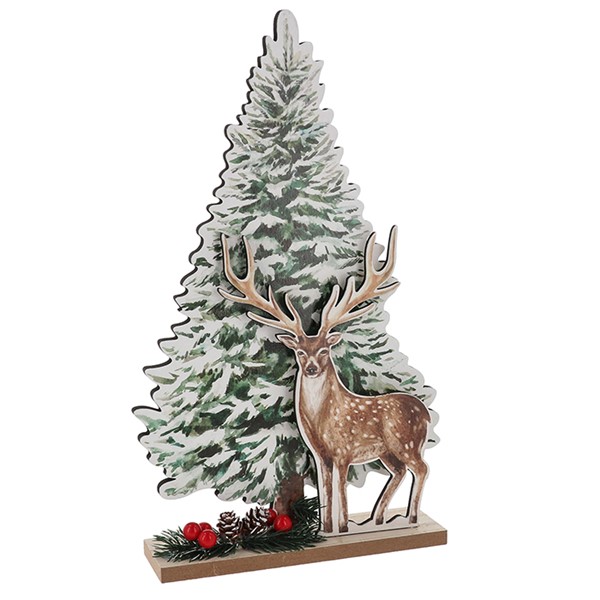 Xmas Stag With Tree Table Plaque Large