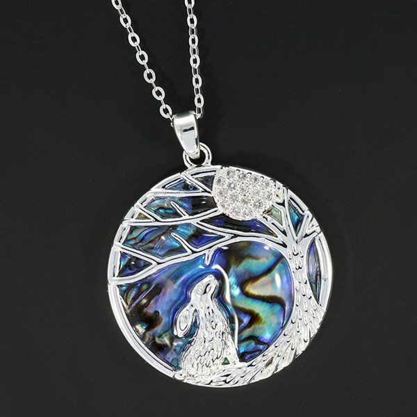Paua Shell Moongazer Silver Plated Necklace