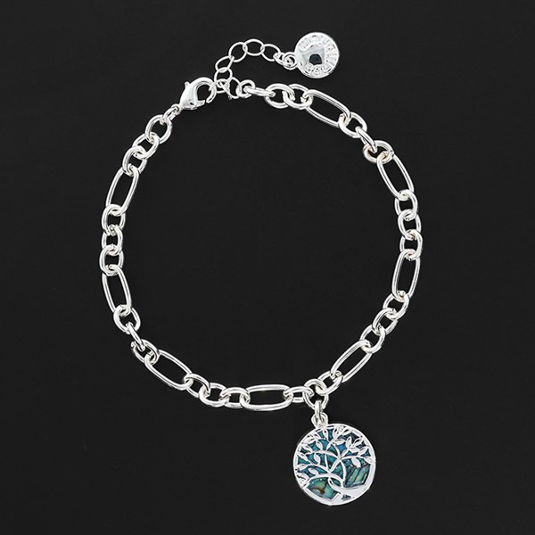 Paua Shell Tree Life Silver Plated Bracelet