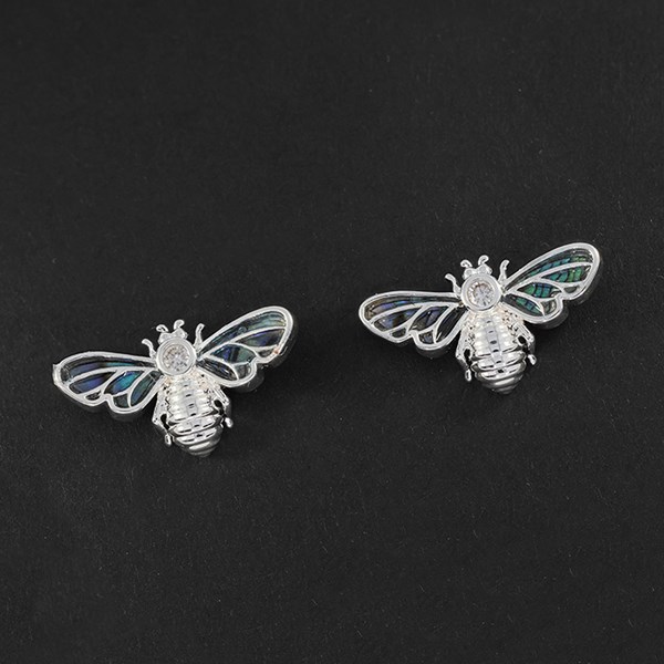Paua Shell Bee Silver Plated Earrings