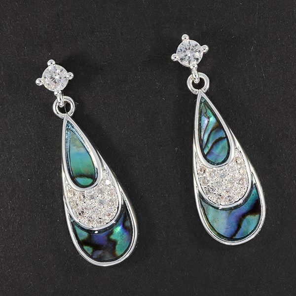 Paua Shell Teardrop Silver Plated Earrings