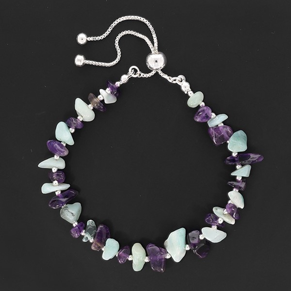 Gemstone Duo Silver Plated Friendship Amazonite Amethyst