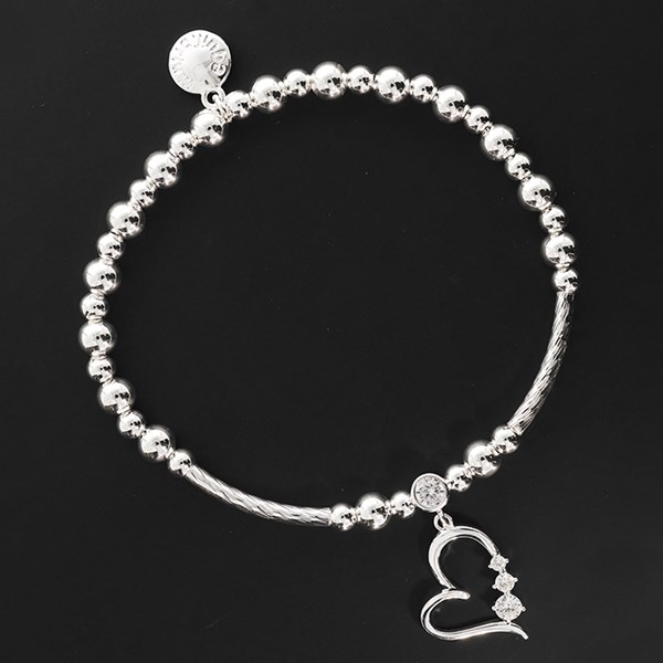 Modern Silver Plated Heart Charm Bracelet