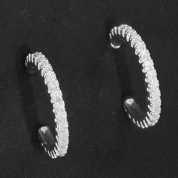 Diamante Hoop Silver Plated Earrings