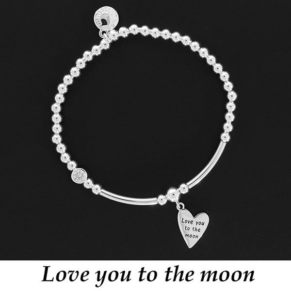 Modern Silver Plated Message Bracelet Love Moon