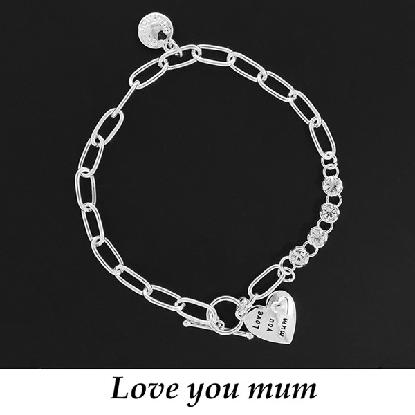 Contemporary Message Silver Plated T-Bar Bracelet Mum