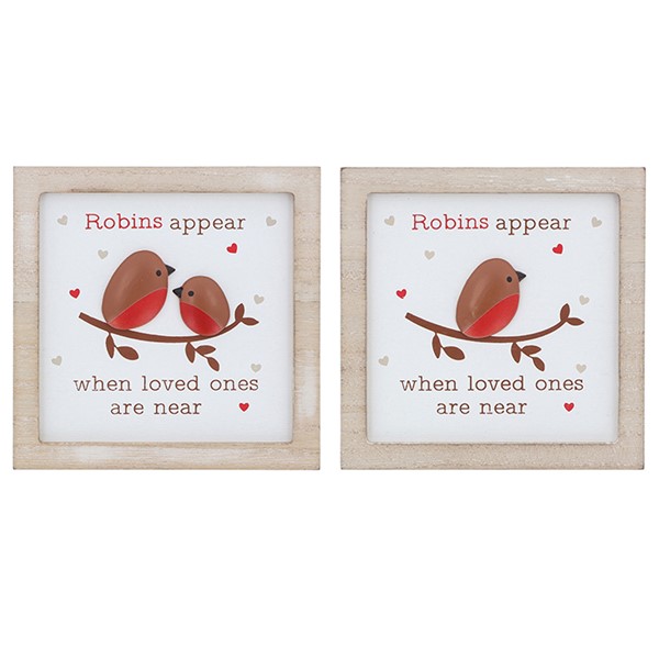 Robins Appear Square Wall Plaque