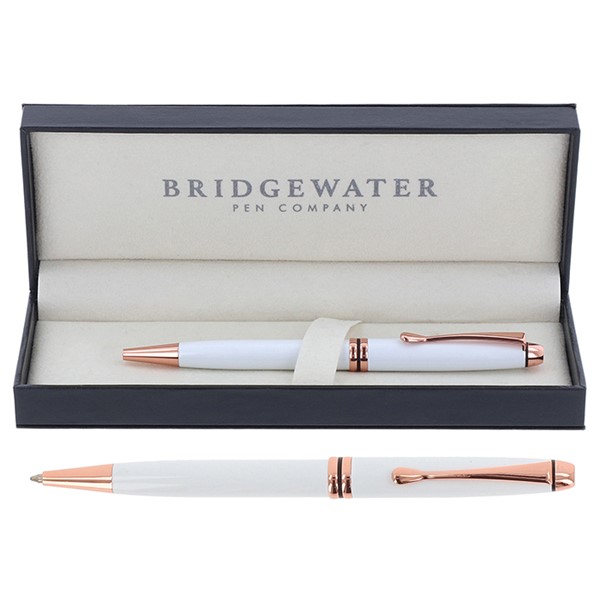 Bridgewater Winchester Gloss White & Rose Gold Ball Pen