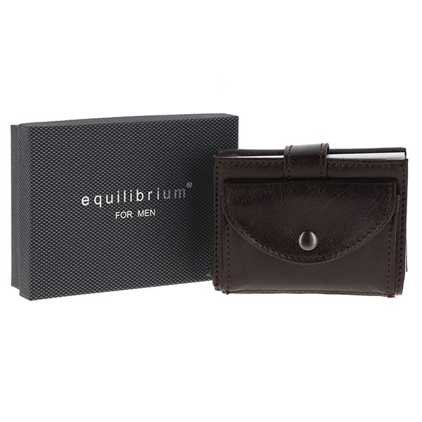 EQ For Men Pop Up Credit Card & Money Wallet Brown