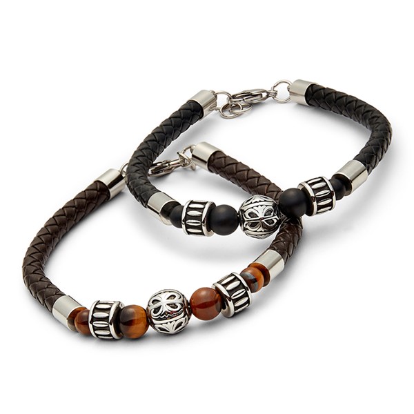 EQ For Men Leather/Beads Bracelet