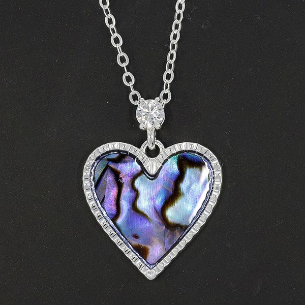 Paua Shell Silver Plated Pretty Heart Necklace