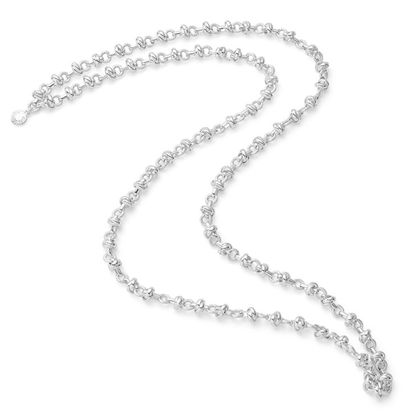 Contemporary Long Silver Plated Rings Necklace