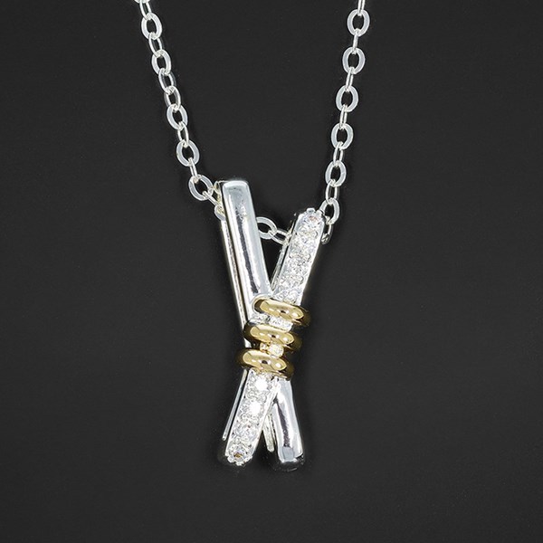 Kiss Collection Modern Two Tone Kiss Necklace