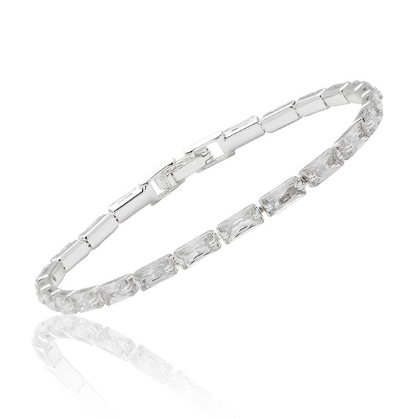 All That Bling Baguette Silver Plated Tennis Bracelet