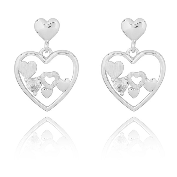 Silver Ice Silver Plated Many Hearts Earrings