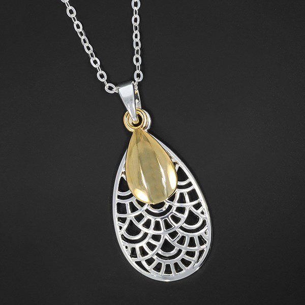 Filigree Two Tone Teardrop Duo Necklace