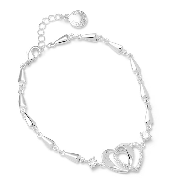 Te Amo Silver Plated Entwined Hearts Bracelet