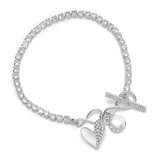 Te Amo Silver Plated Two Halves Modern Heart Bracelet
