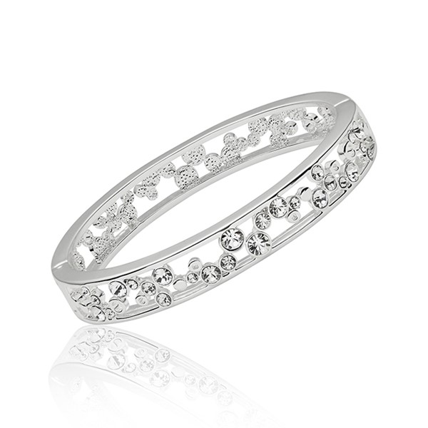 Modern Crystals Silver Plated Bangle Clear