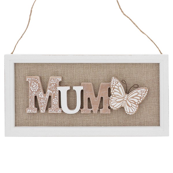 Papillon Hanging Word Plaque Mum
