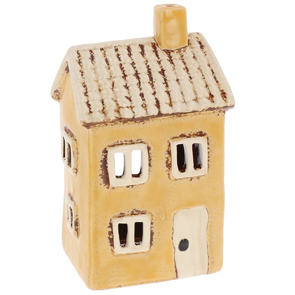Village Pottery Tiled House Tall Yellow Tealight
