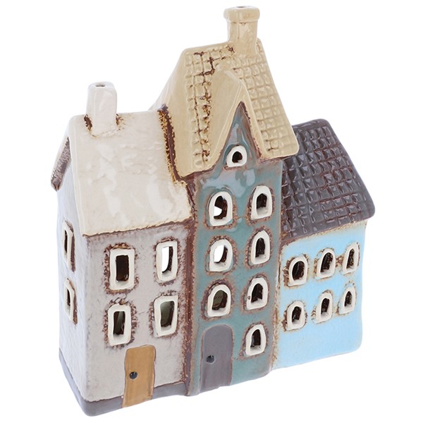 Village Pottery Tiled Three Houses Tealight