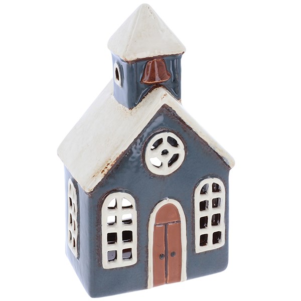 Village Pottery Church With Bell Tealight