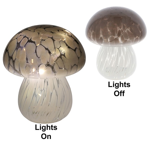 Handblown LED Mushroom Grey