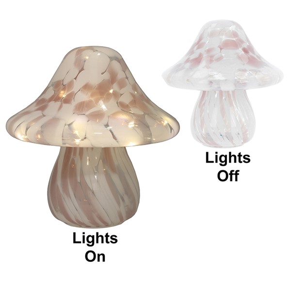 Handblown LED Toadstool Pink