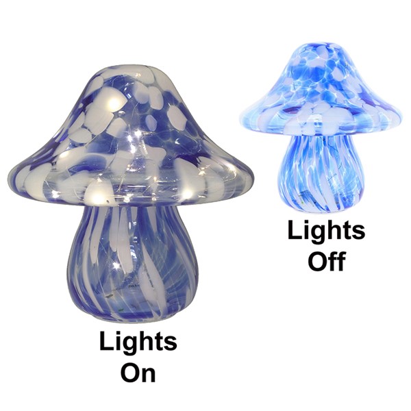 Handblown LED Toadstool Blue