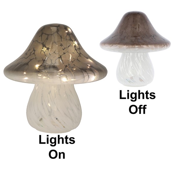 Handblown LED Toadstool Grey