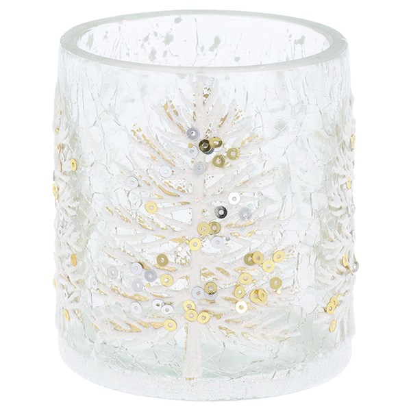 Xmas Crackle White Tree Tealight Small
