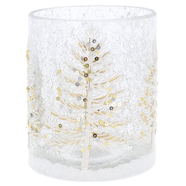 Xmas Crackle White Tree Tealight Large