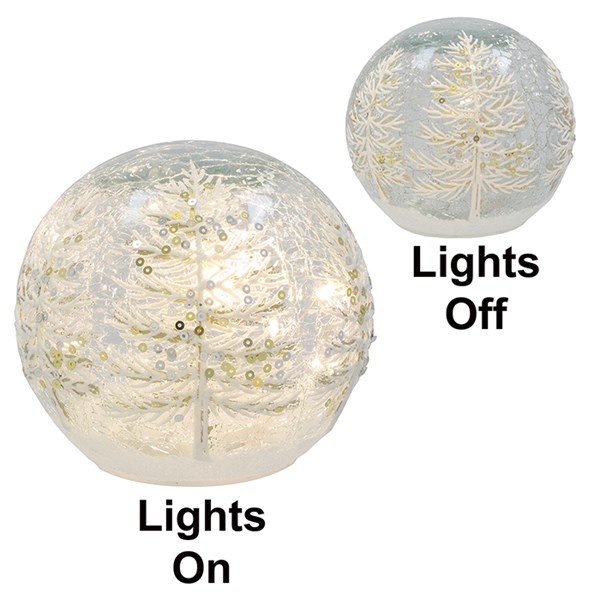 Xmas Crackle LED Ball White Tree Small