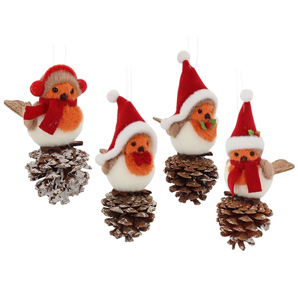 Joyful Robin On Pine Cone