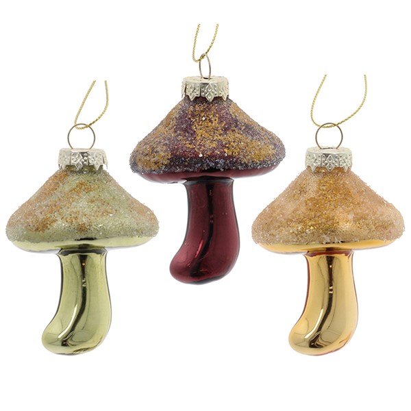 Xmas Woods Hanging Mushroom Frosted