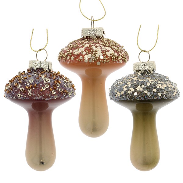 Xmas Woods Hanging Mushroom Glitter