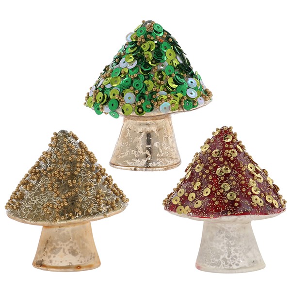 Xmas Woods Standing Mushroom Glitter Small