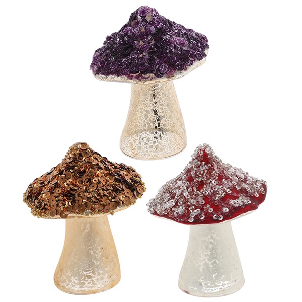 Xmas Woods Standing Mushroom Glitter Large