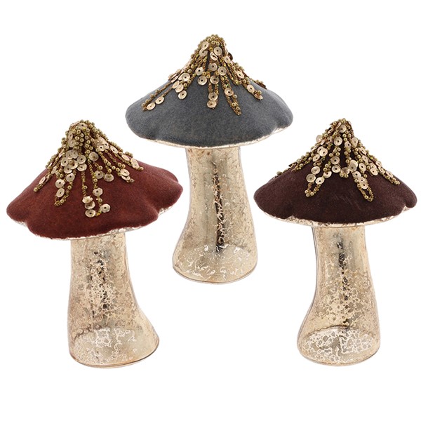 Xmas Woods Standing Mushroom Gold Large