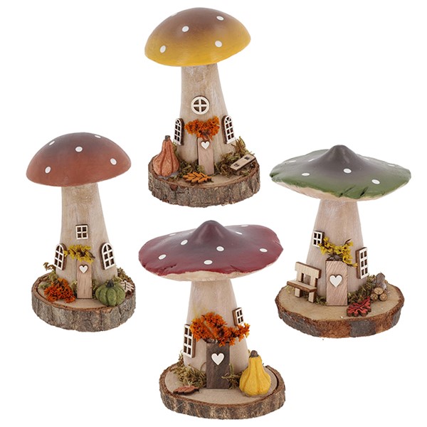 Folk Art Mushroom Cottage Medium