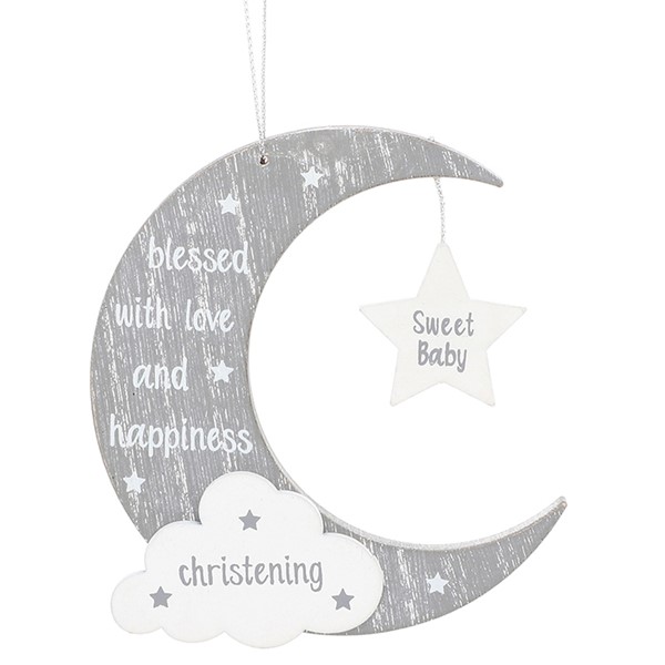 Moonlight Hanging Plaque Christening