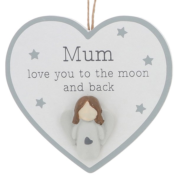 Pebble Angel Hanging Heart Mum