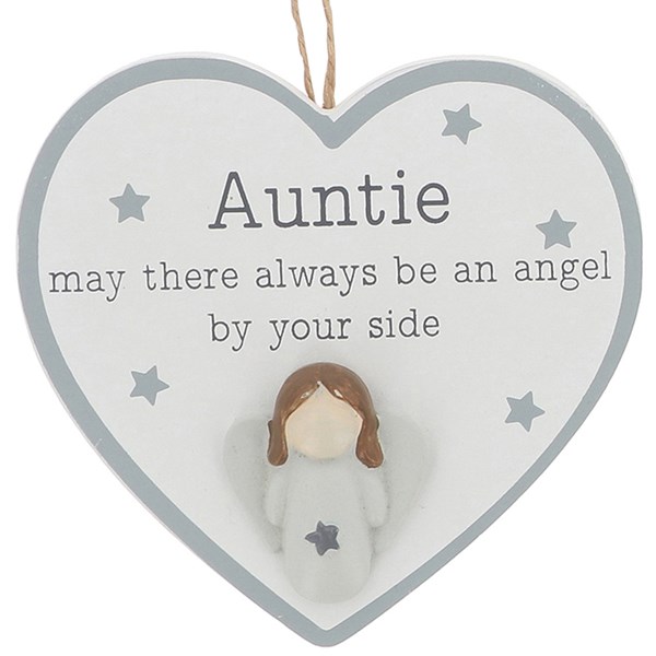 Pebble Angel Hanging Heart Auntie