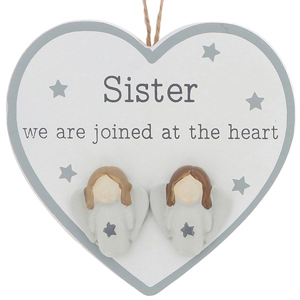 Pebble Angel Hanging Heart Sister